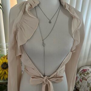 Lilyful Sheer Sparkle Blouse in Light Beige